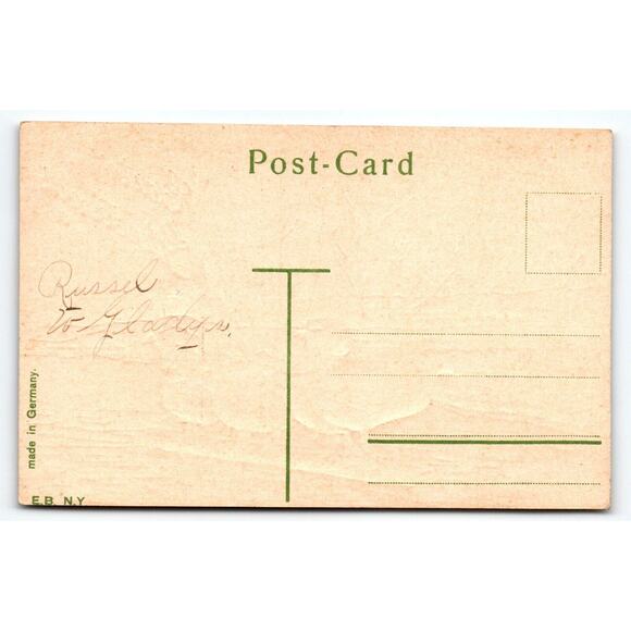 Easter Postcard Baby Chicks Birds Floating On Log On Lake Embossed Germany - Picture 2 of 2